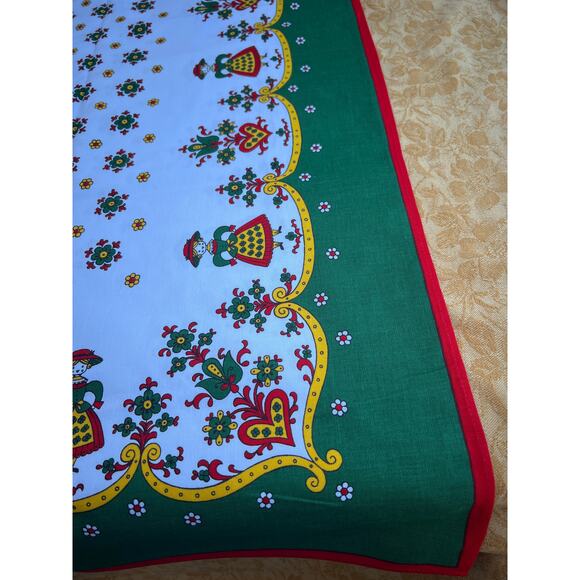 Green/Yellow/Red Printed Floral and Girl Pattern:50”x52” - Picture 2 of 7